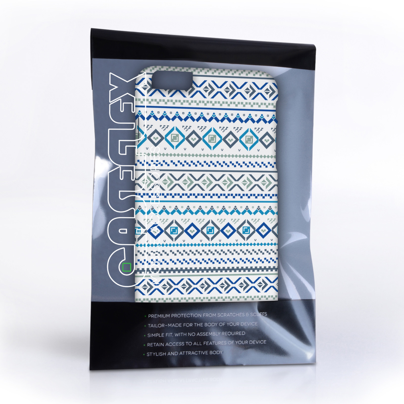 Caseflex iPhone 6 and 6s Plus Fairisle Case – Blue with White Background