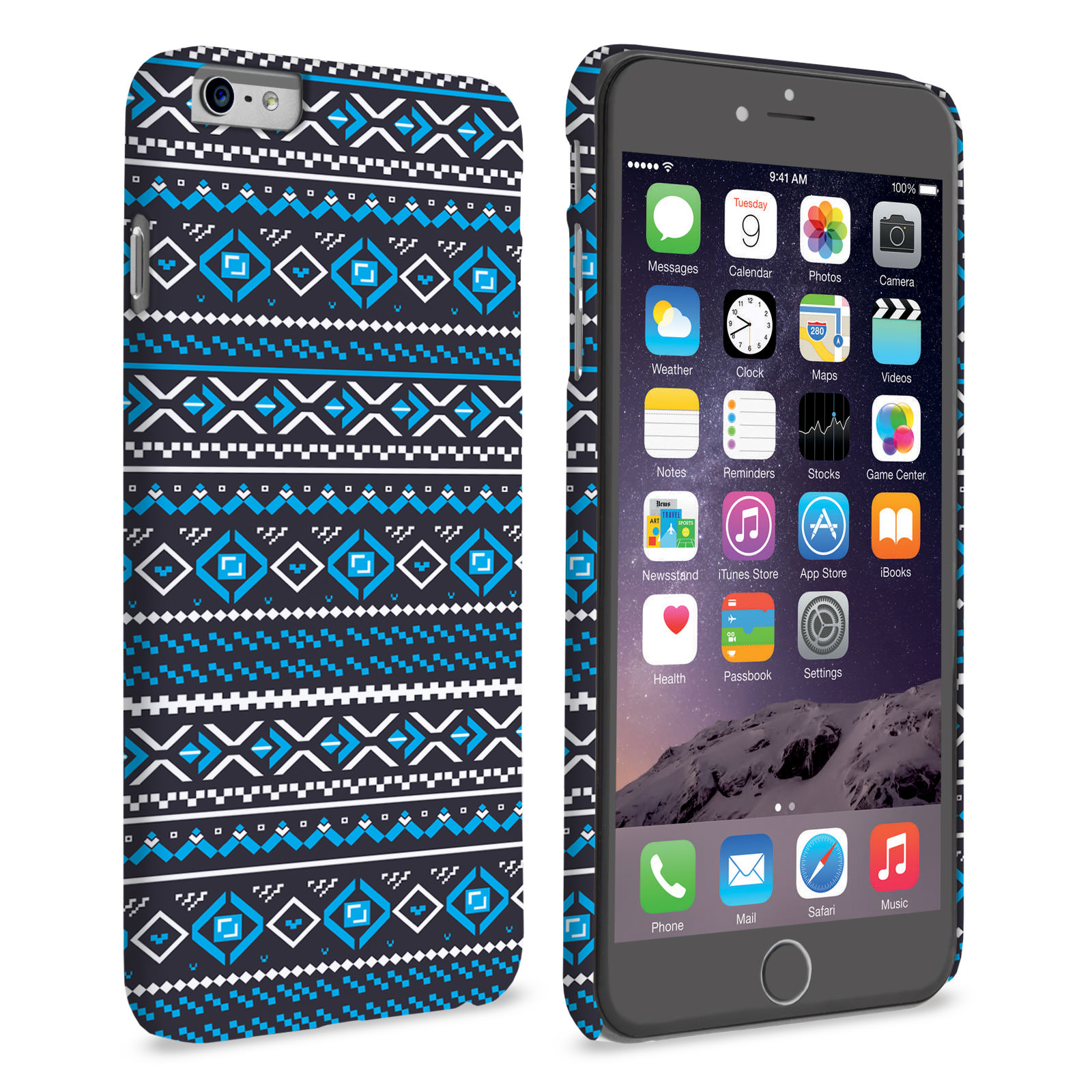 Caseflex iPhone 6 and 6s Plus Fairisle Case – Grey with Blue Background