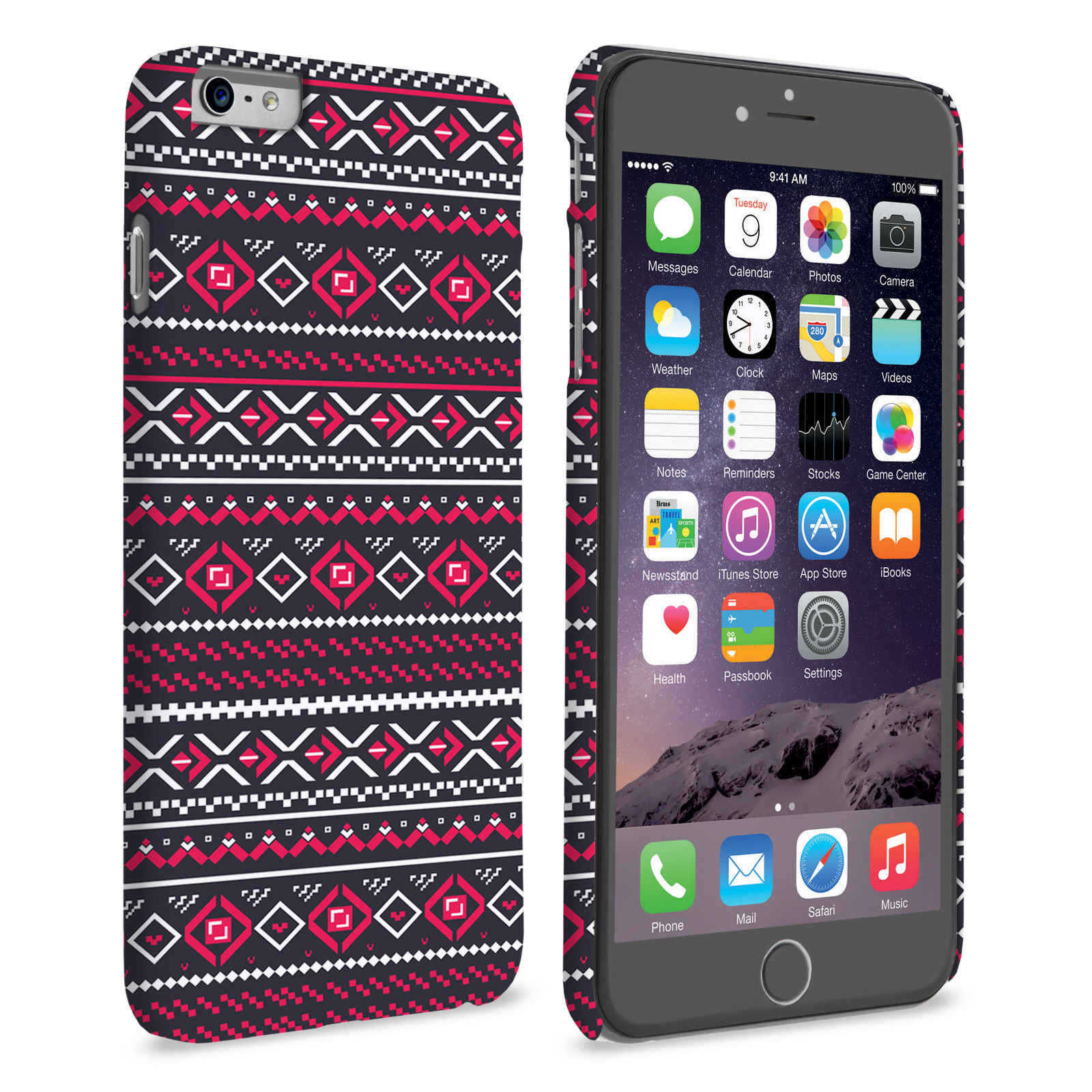 Caseflex iPhone 6 and 6s Plus Fairisle Case – Grey with Red Background