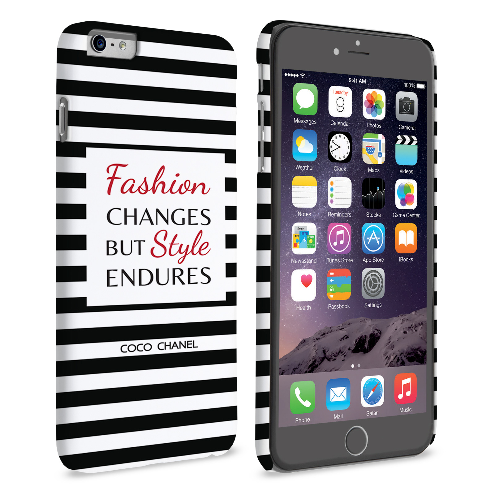 Caseflex iPhone 6 Plus and 6s Plus Chanel ‘Fashion Changes’ Quote Case – Black and White