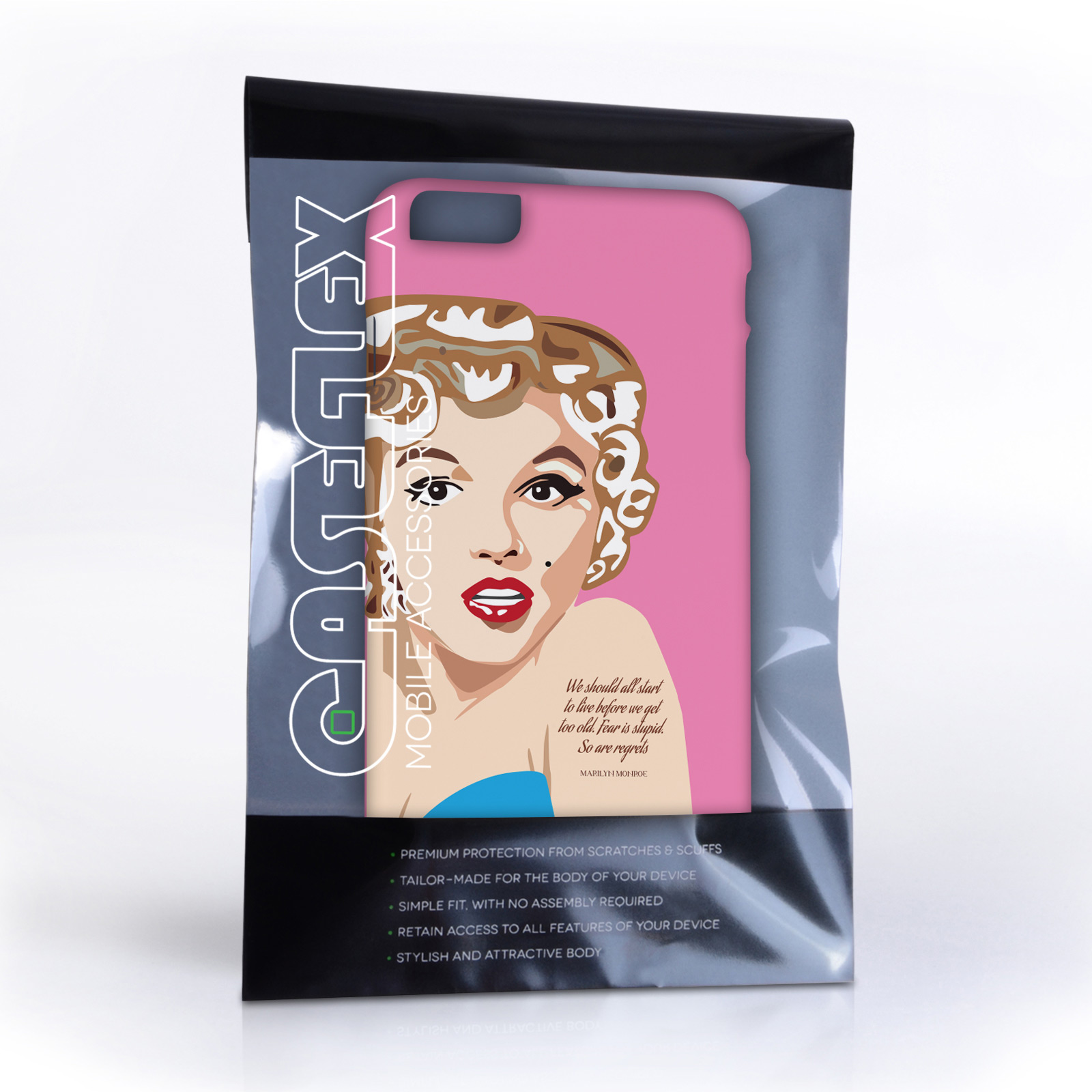 Caseflex iPhone 6 Plus and 6s Plus Marilyn Monroe ‘Fear is Stupid’ Quote Case