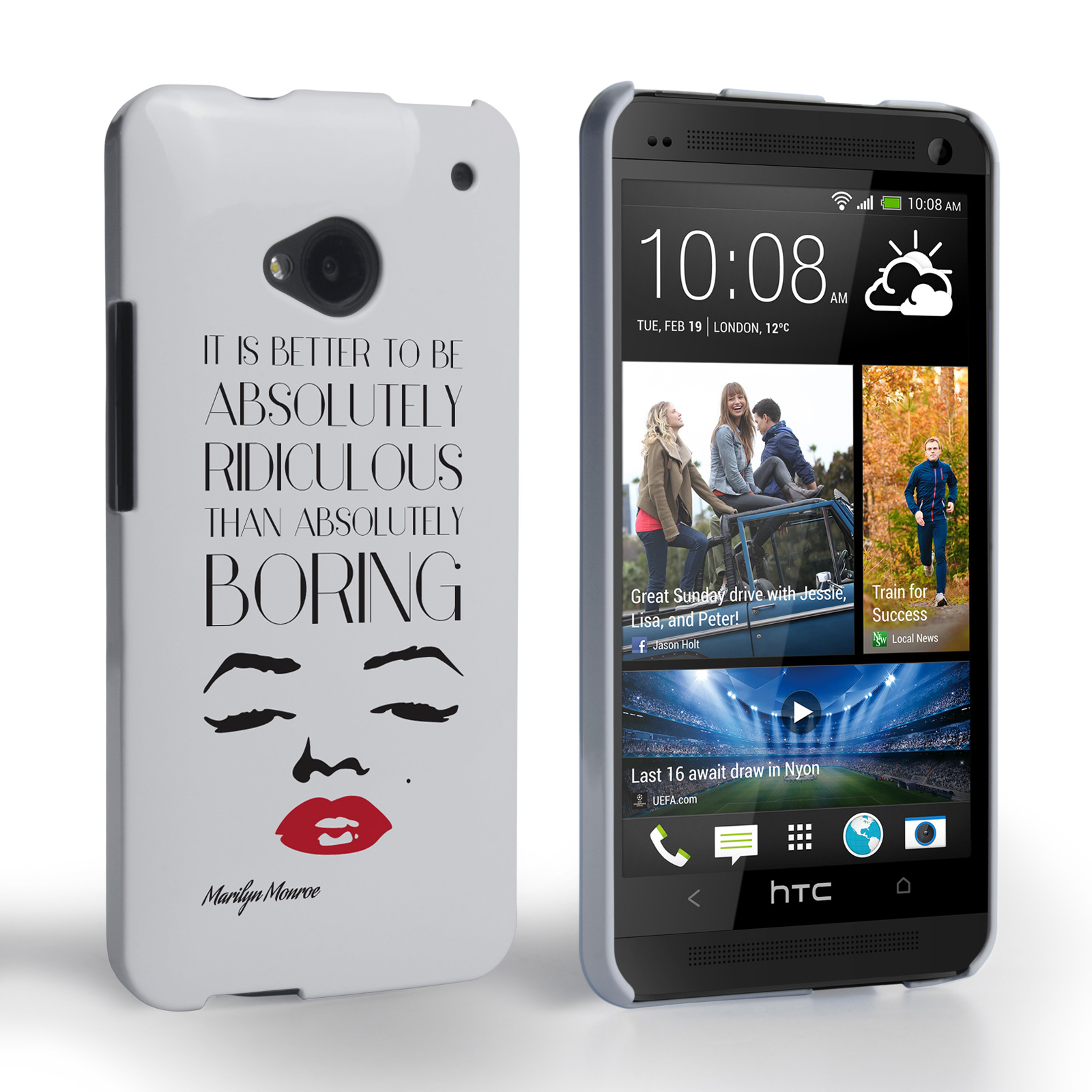 Caseflex HTC One Marilyn Monroe Face Quote Case