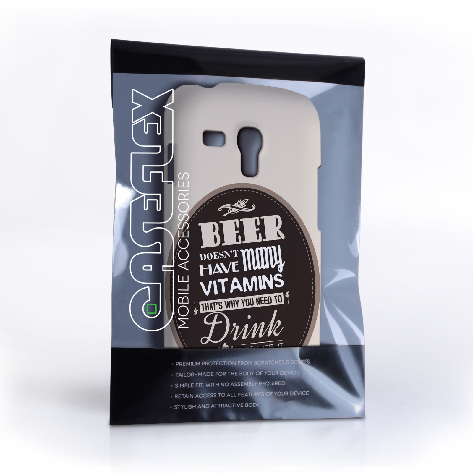 Caseflex Samsung Galaxy S3 Mini Beer Label Quote Hard Case – Brown