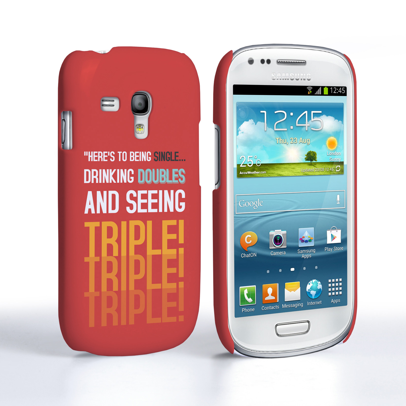 Caseflex Samsung Galaxy S3 Mini Single, Double, Triple Quote Hard Case – Red
