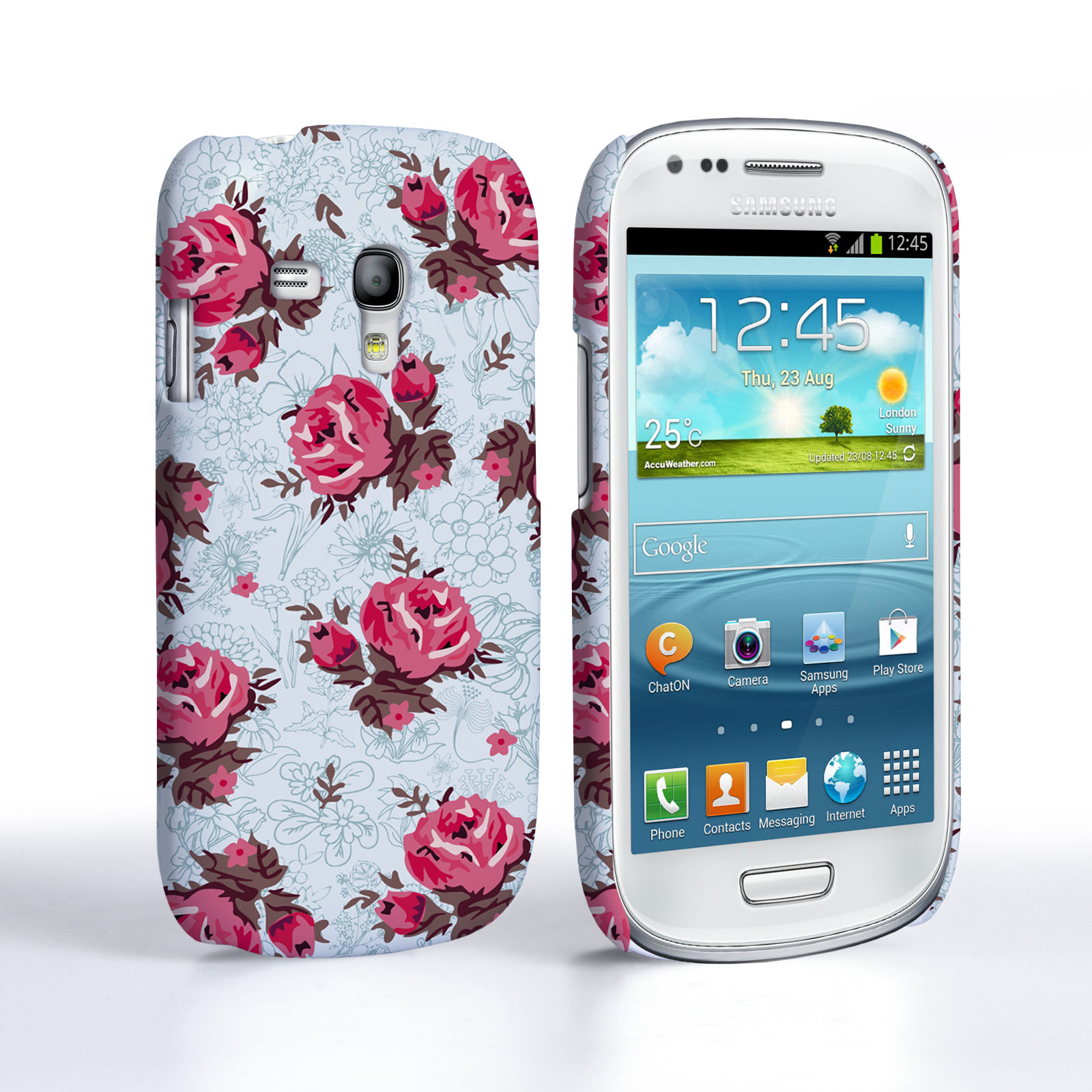 Caseflex Samsung Galaxy S3 Mini Vintage Roses Wallpaper Hard Case – Light Blue