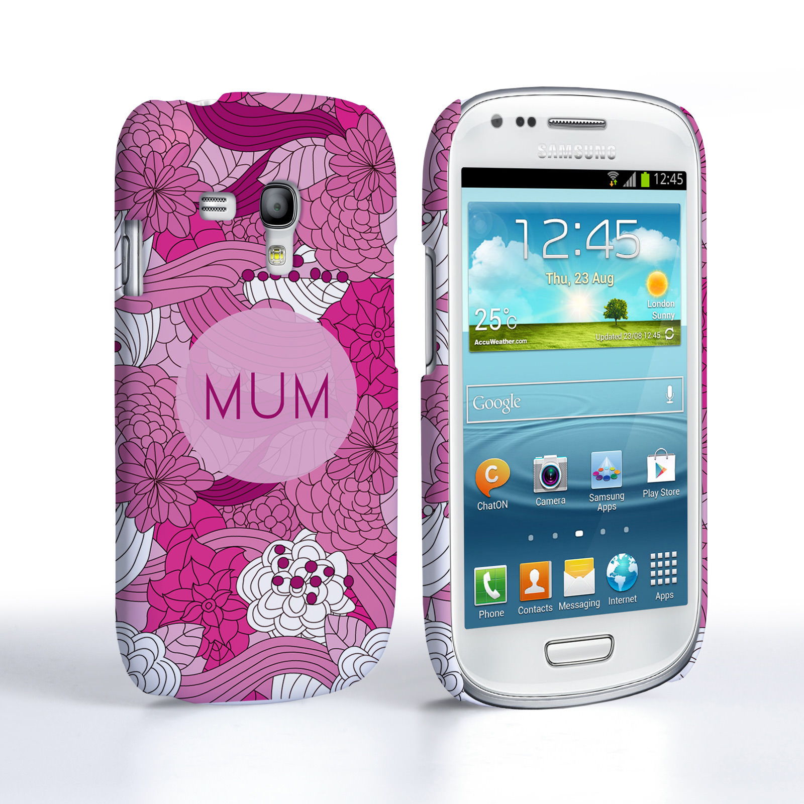 Caseflex Samsung Galaxy S3 Mini Retro Swirl Mum Case – Pink