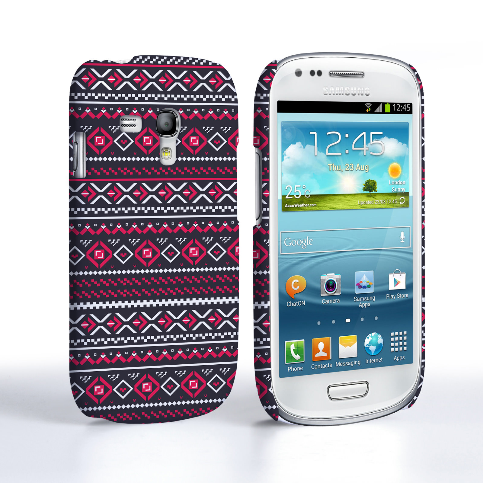 Caseflex Samsung Galaxy S3 Mini Fairisle Case – Grey with Red Background