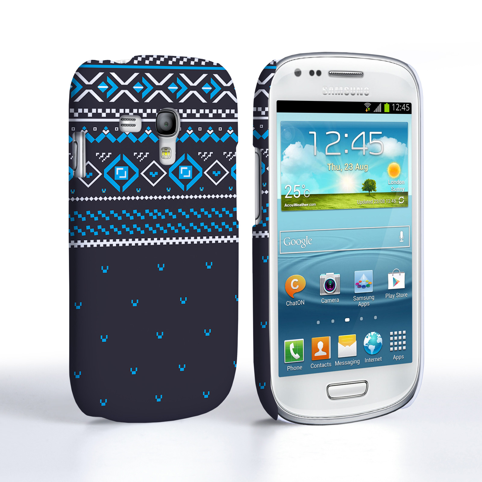 Caseflex Samsung Galaxy S3 Mini Fairisle Case – Grey and Blue Half Pattern