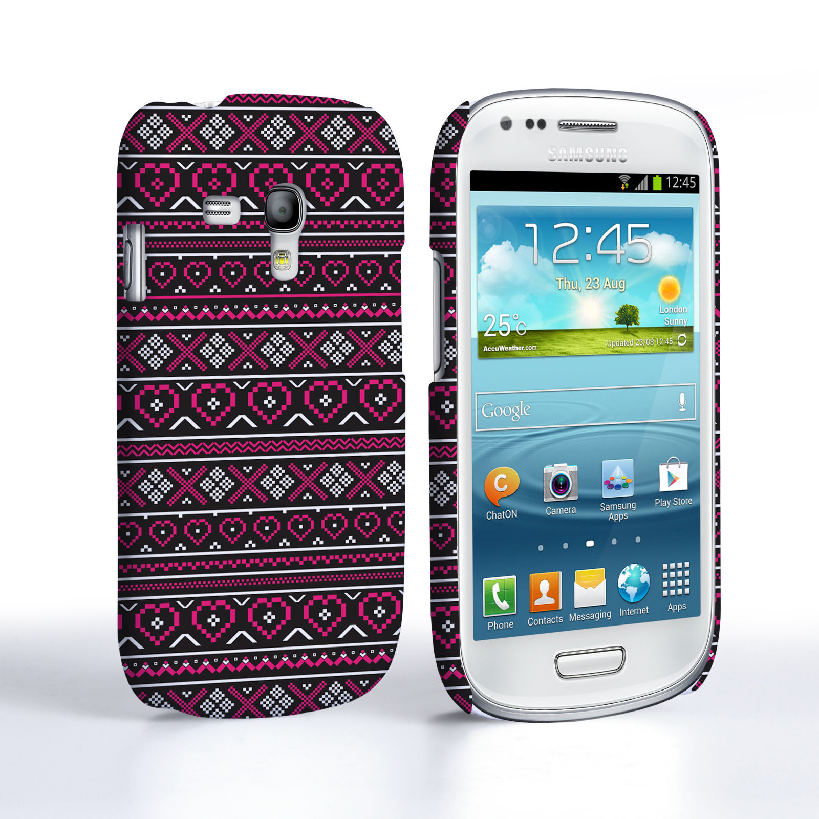 Caseflex Samsung Galaxy S3 Mini Fairisle Case – Pink and Black