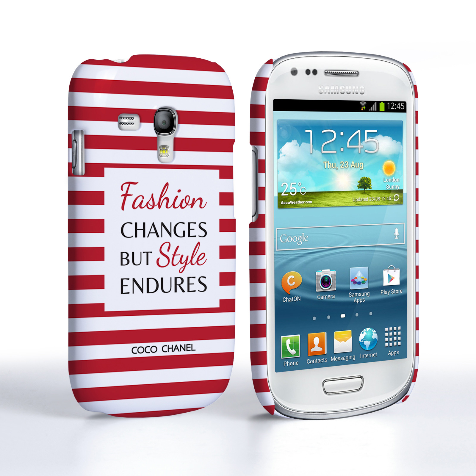 Caseflex Samsung Galaxy S3 Mini Chanel ‘Fashion Changes’ Quote Case – Red and White