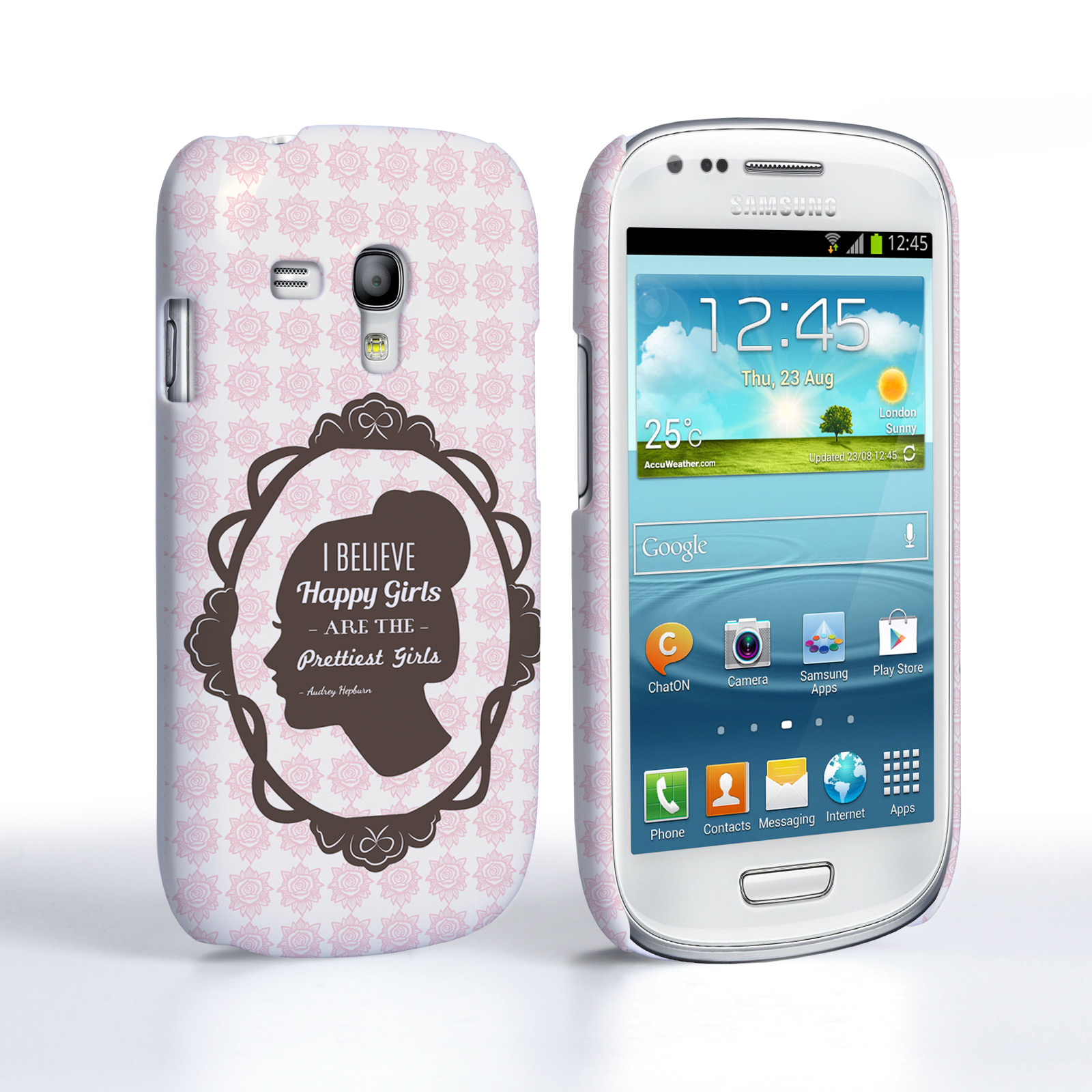 Caseflex Samsung Galaxy S3 Mini Audrey Hepburn ‘Happy Girls’ Quote Case