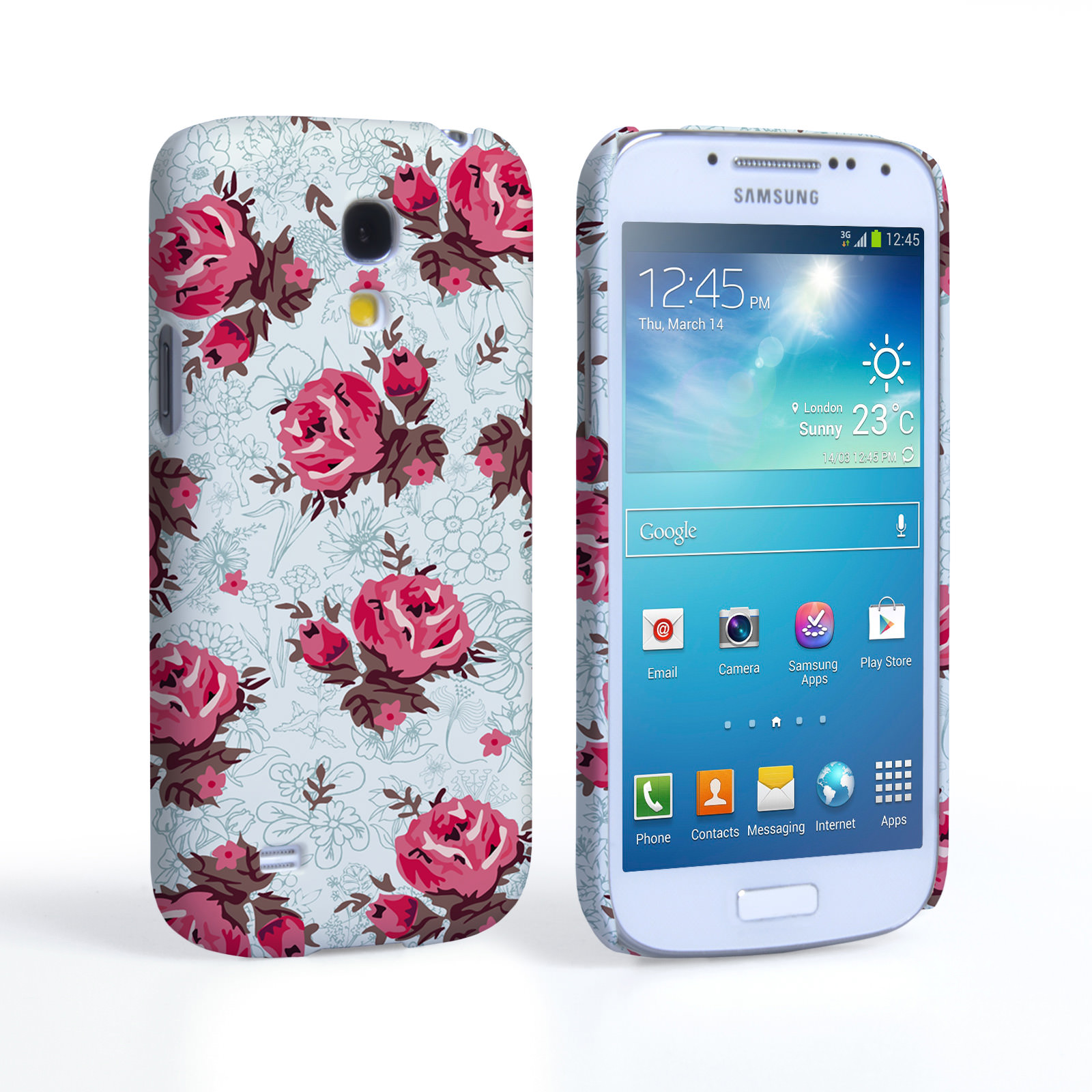 Caseflex Samsung Galaxy S4 Mini Vintage Roses Wallpaper Hard Case – Light Blue