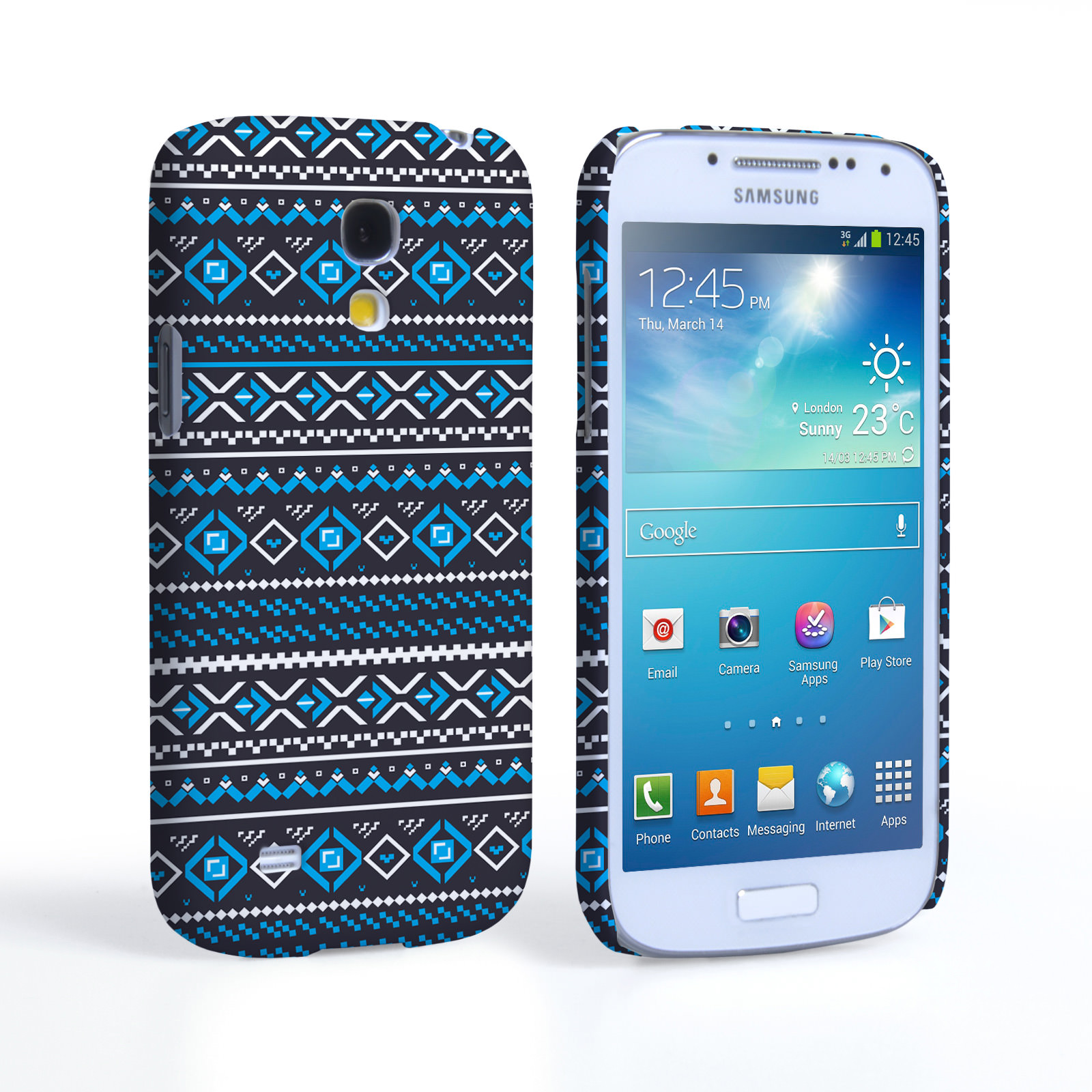 Caseflex Samsung Galaxy S4 Mini Fairisle Case – Grey with Blue Background