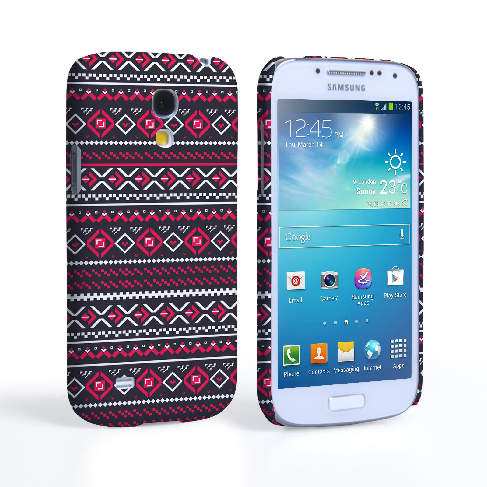 Caseflex Samsung Galaxy S4 Mini Fairisle Case – Grey with Red Background