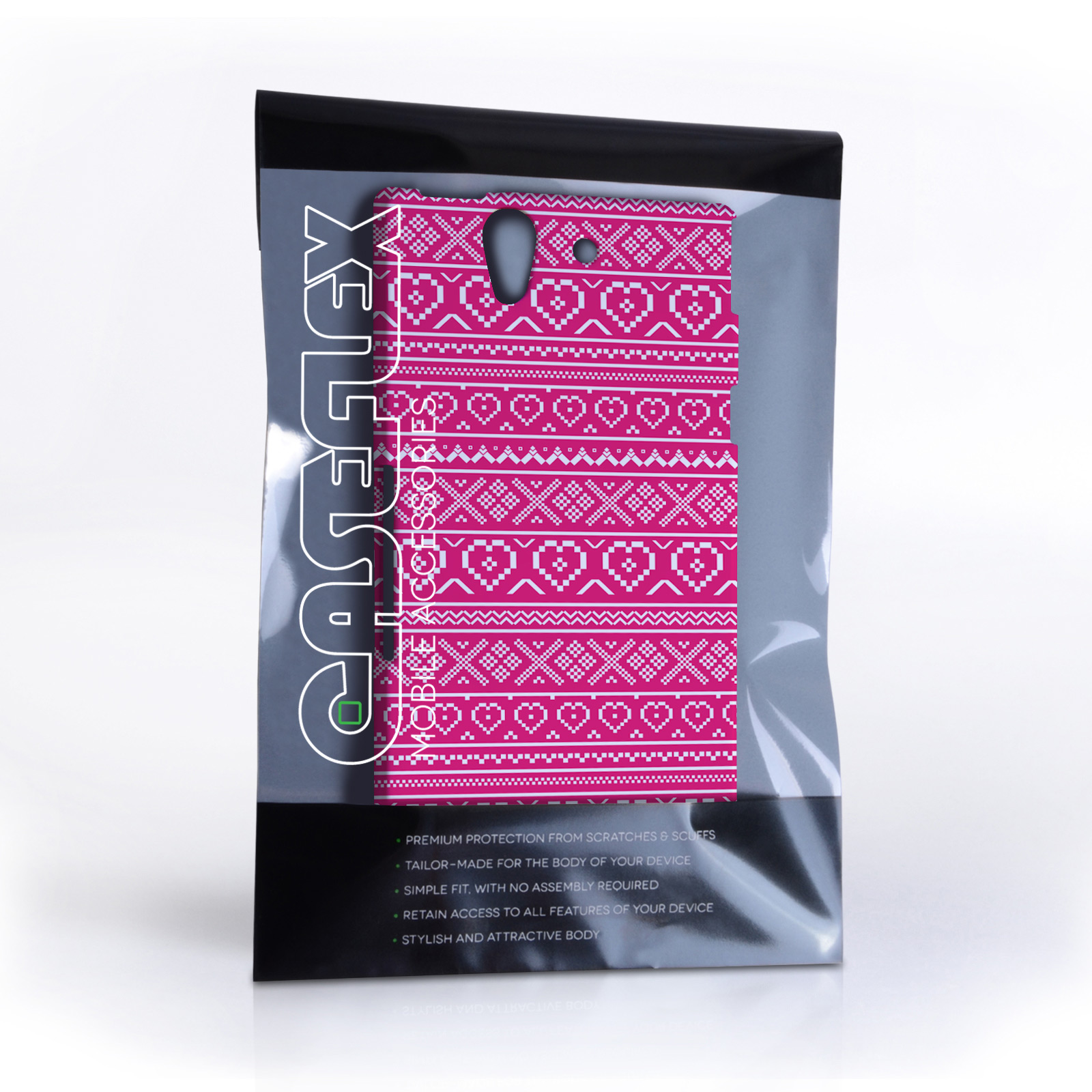 Caseflex Sony Xperia Z Fairisle Case – Pink and White