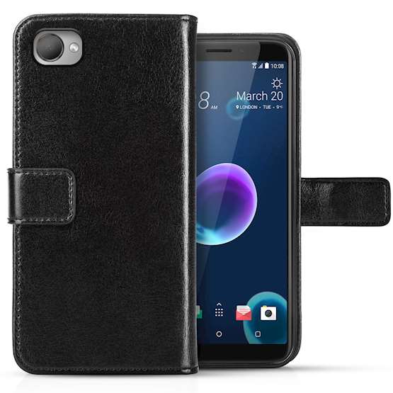 HTC Desire 12 PU Leather ID Stand Wallet - Black