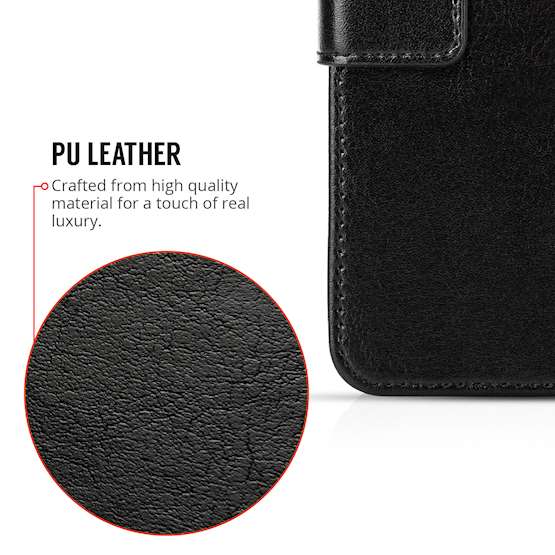 HTC Desire 12 PU Leather ID Stand Wallet - Black