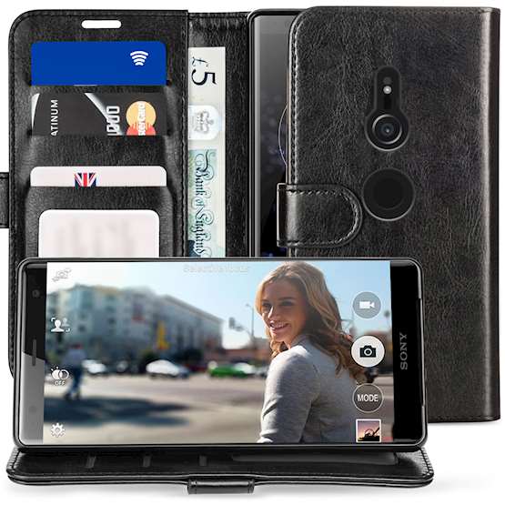 Sony Xperia XZ2 PU Leather ID Stand Wallet - Black