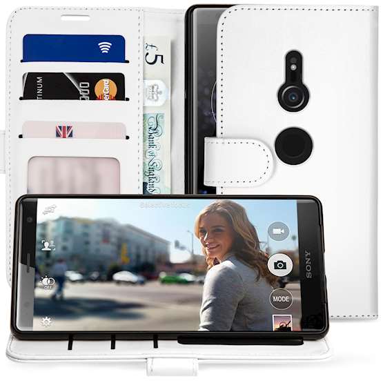 Sony Xperia XZ2 PU Leather ID Stand Wallet - White