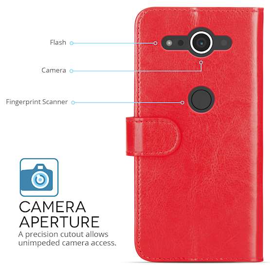Sony Xperia XZ2 Compact PU Leather ID Stand Wallet - Red