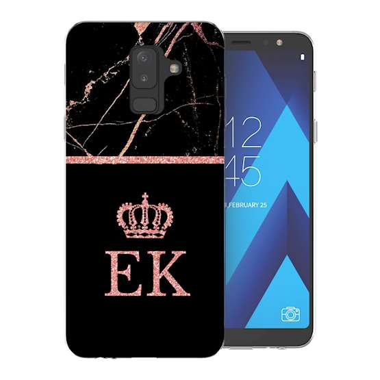 Samsung A6 Plus (2018) Black & Pink Marble Personalised TPU Gel Case