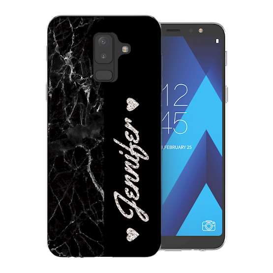 Samsung A6 Plus (2018) Black Marble Personalised TPU Gel Case