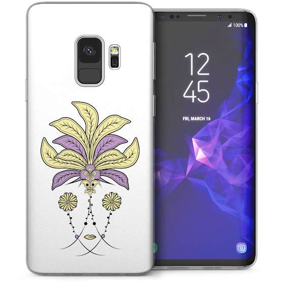 Samsung Galaxy S9 Art Deco Floral TPU Gel Case – White