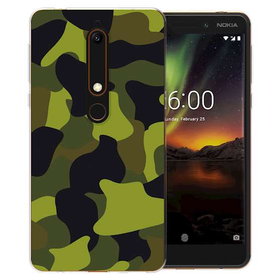 Nokia 6 (2018) Green Camouflage TPU Gel Case