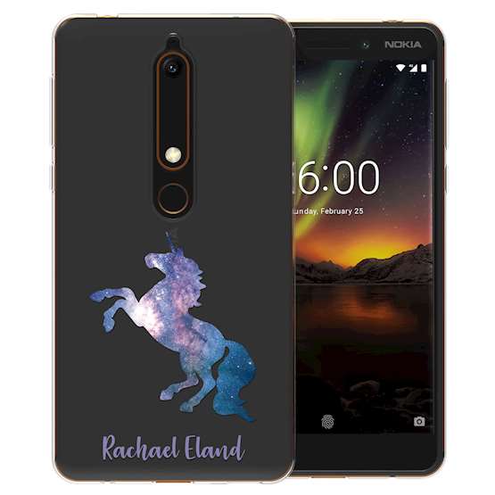 Nokia 6 (2018) Blue Unicorn Personalised TPU Gel Case