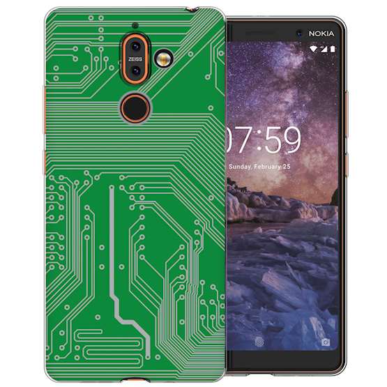 Nokia 7 Plus Green Circuit Board TPU Gel Case