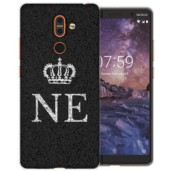 Nokia 7 Plus Black Crown Personalised TPU Gel Case