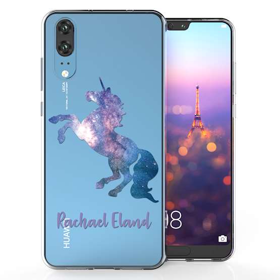 Huawei P20 Blue Unicorn Personalised TPU Gel Case