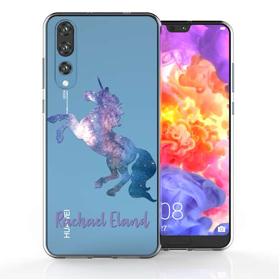 Huawei P20 Pro Blue Unicorn Personalised TPU Gel Case