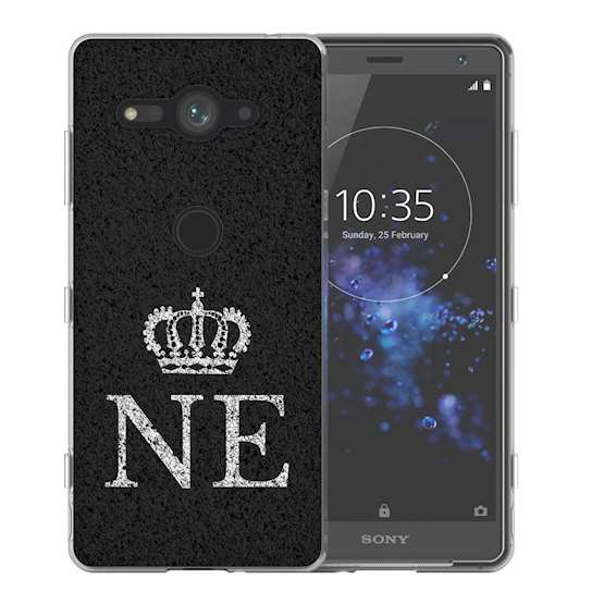 Sony Xperia XZ2 Compact Black Crown Personalised TPU Gel Case 