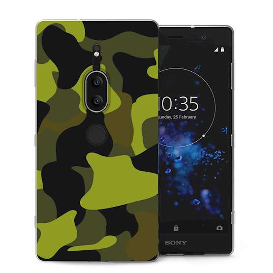 Sony Xperia XZ2 Premium Green Camouflage TPU Gel Case