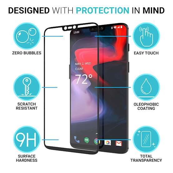 OnePlus 6 Glass Screen Protector (Single) - Black Edge