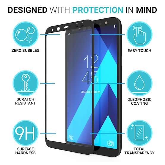 Samsung Galaxy A6 (2018) Tempered Glass (Single) - Black Edge