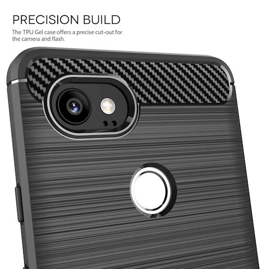 Caseflex Google Pixel 2 XL Carbon Fibre TPU Case Silicone Cover - Black