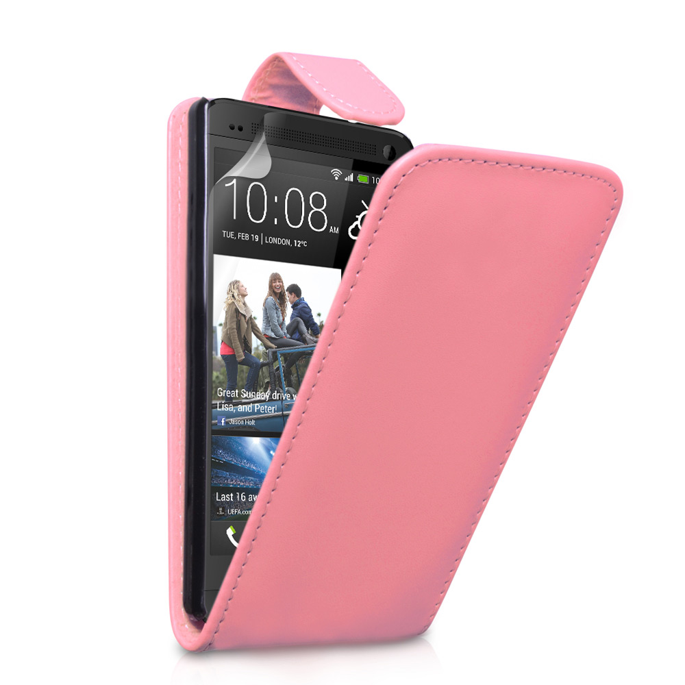 YouSave Accessories HTC One Leather Effect Flip Case - Baby Pink