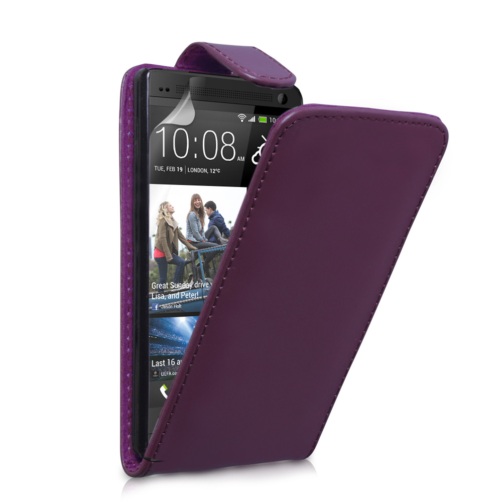 YouSave Accessories HTC One Leather Effect Flip Case - Purple