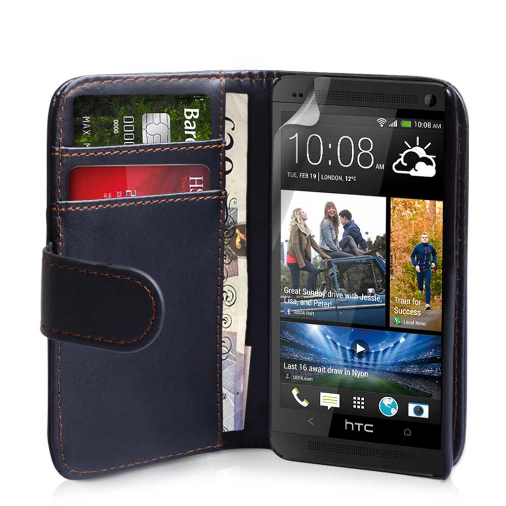 Yousave Accessories Htc One Leather Effect Wallet Case Black