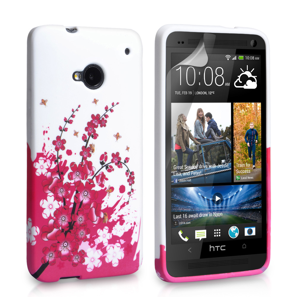 YouSave Accessories HTC One Floral Bee Silicone Gel Case