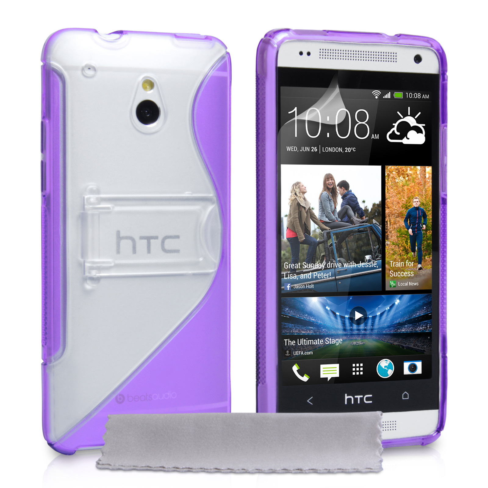 Caseflex HTC One Mini Gel Stand Case - Purple