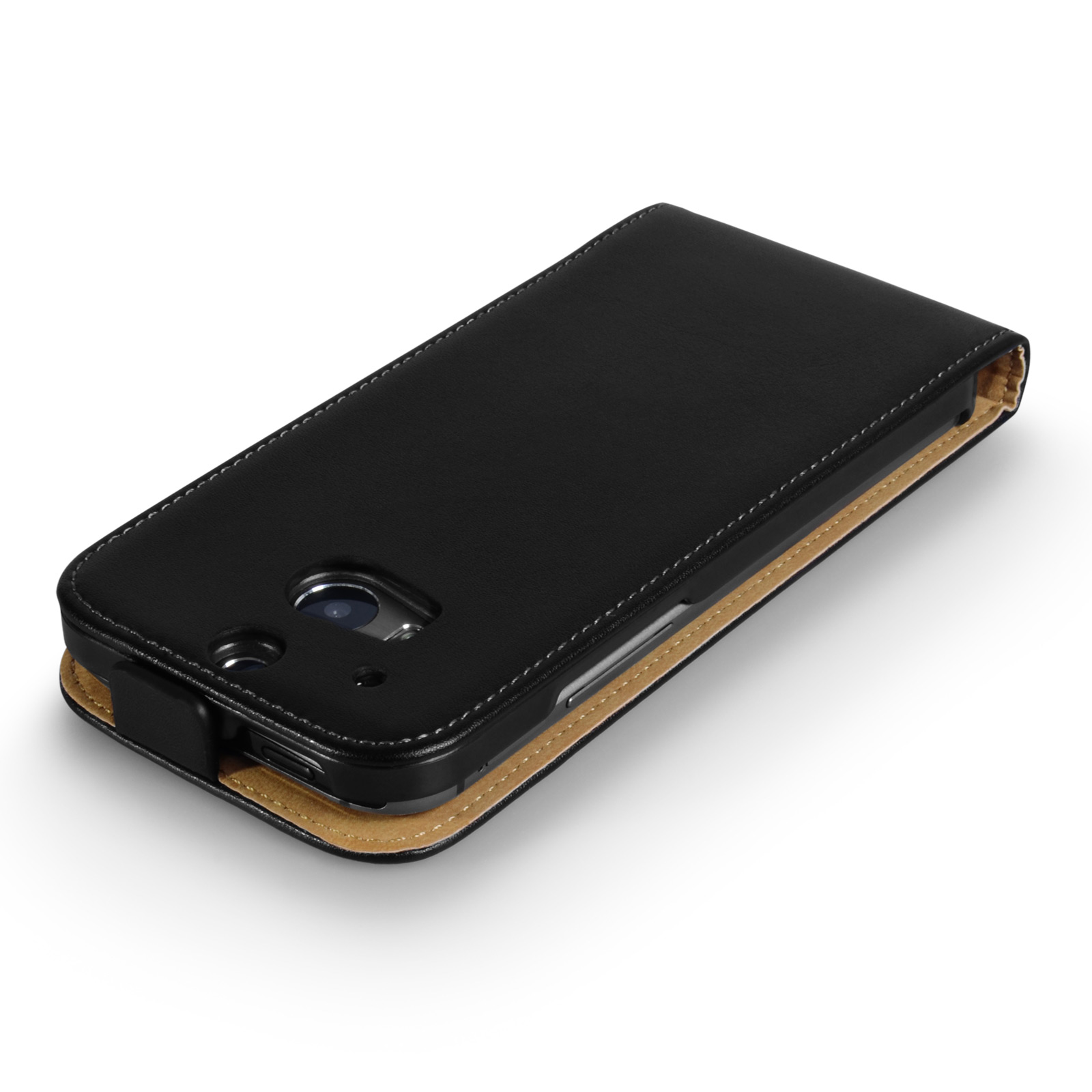 Caseflex HTC One M8 Real Leather Flip Case - Black