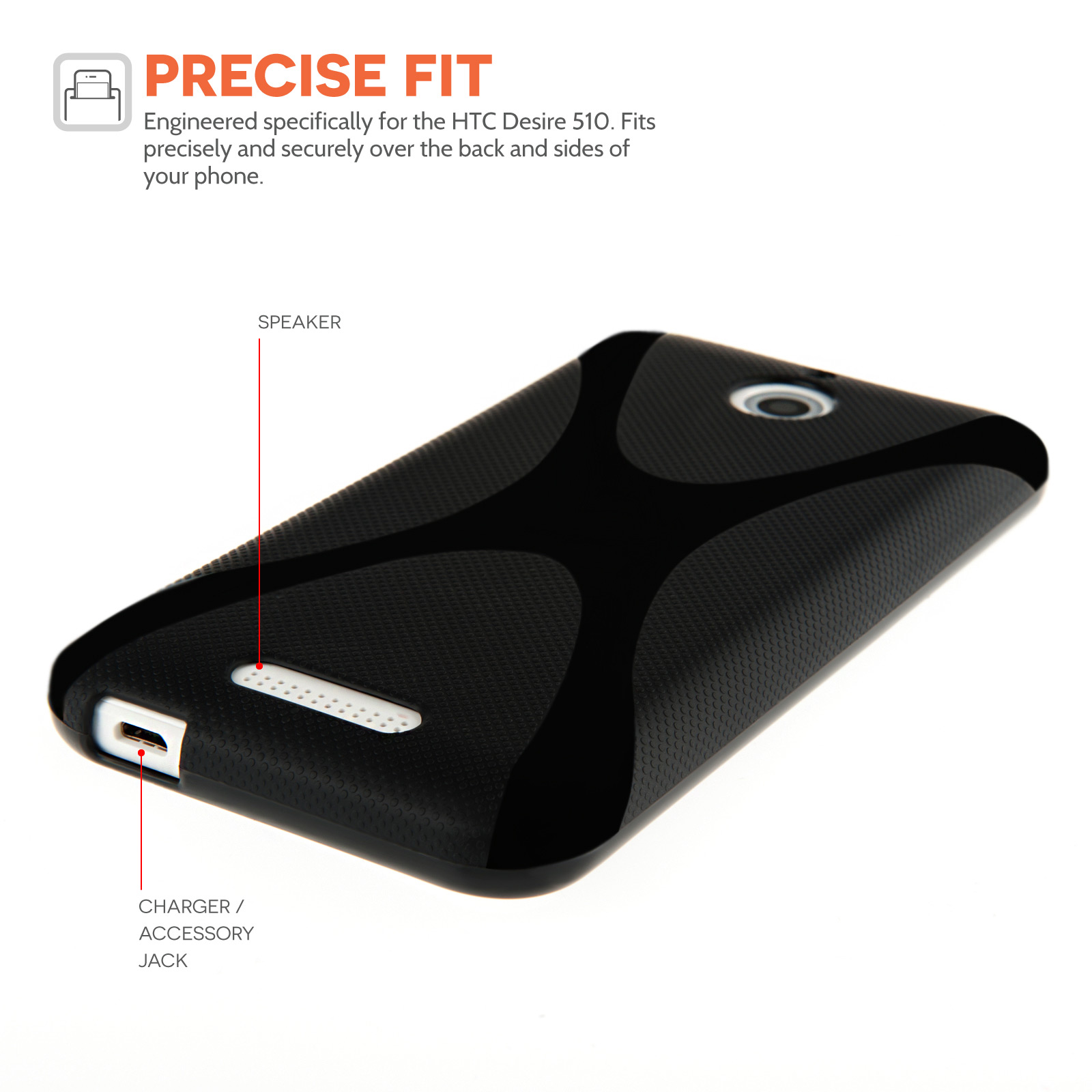 YouSave Accessories HTC Desire 510 Silicone Gel X-Line Case - Black