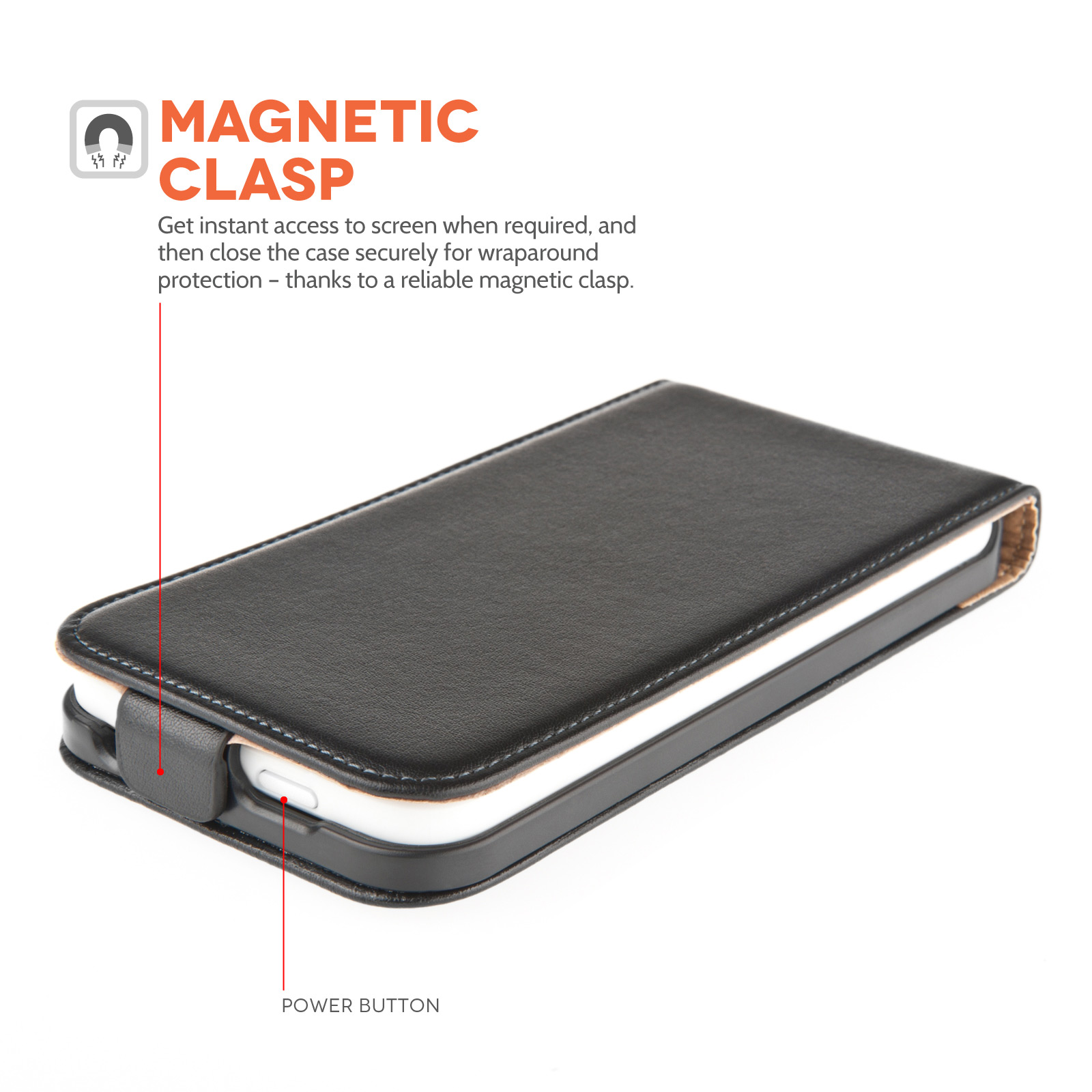 Caseflex HTC Desire 510 Real Leather Flip Case - Black