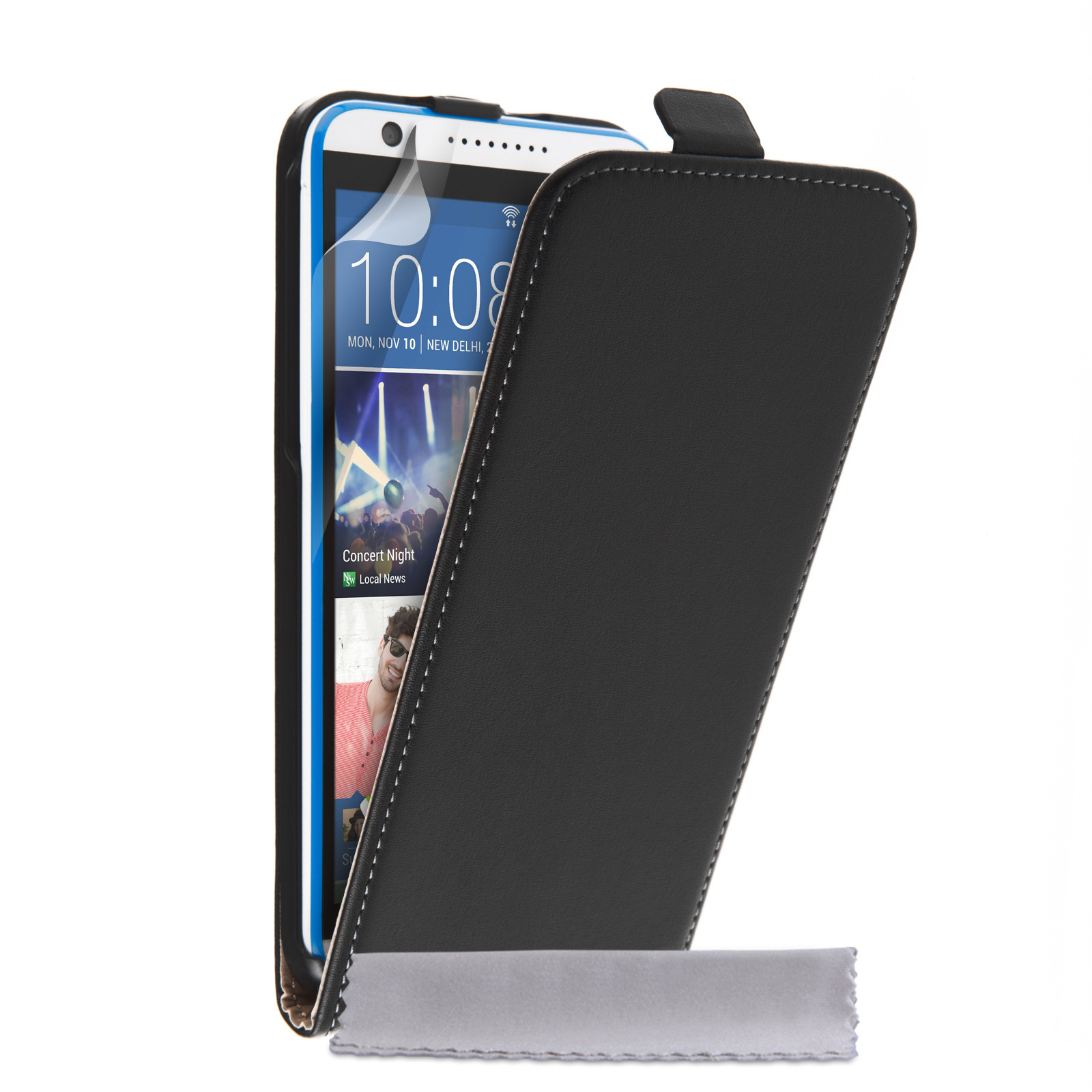 Caseflex HTC Desire 820 Real Leather Flip Case - Black