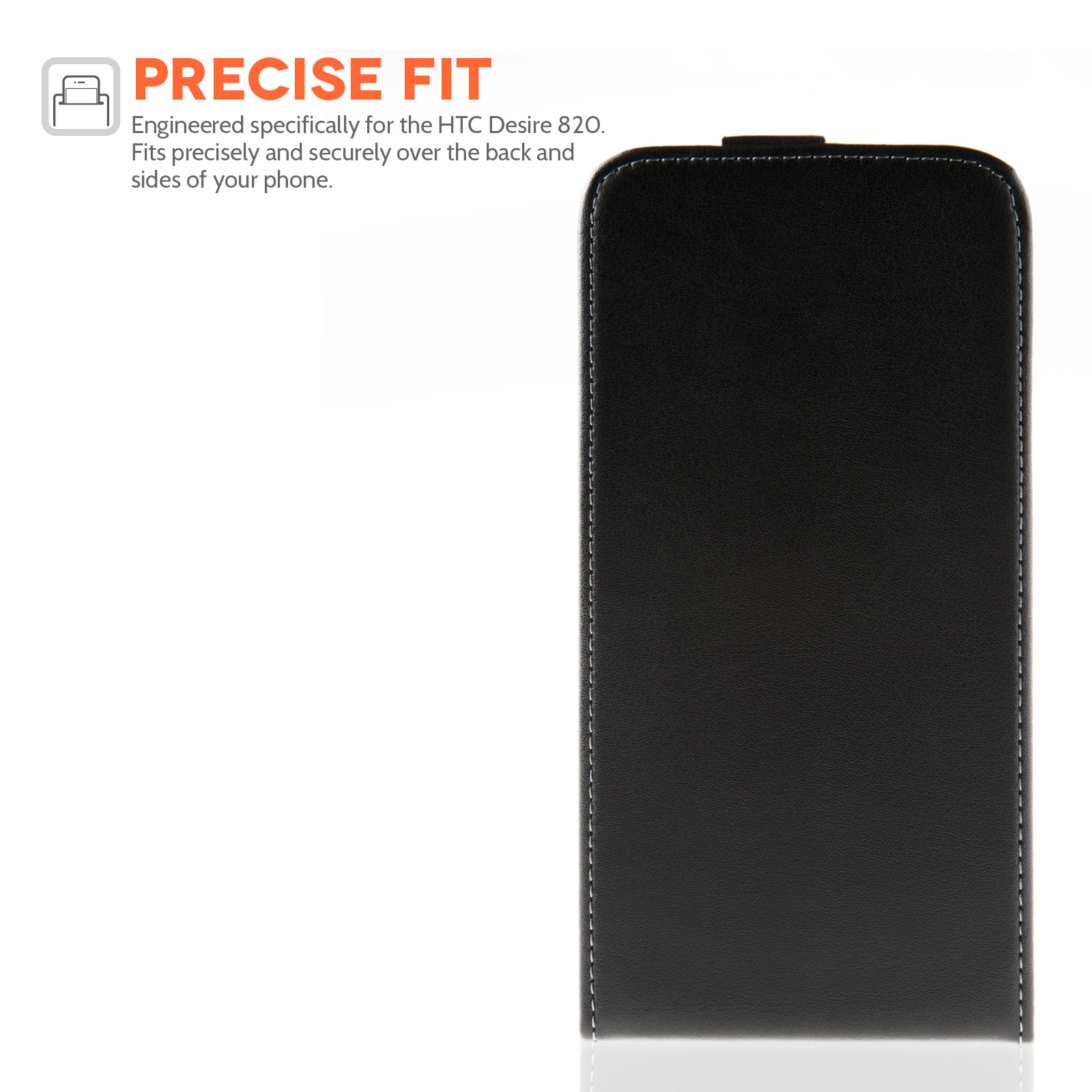 Caseflex HTC Desire 820 Real Leather Flip Case - Black