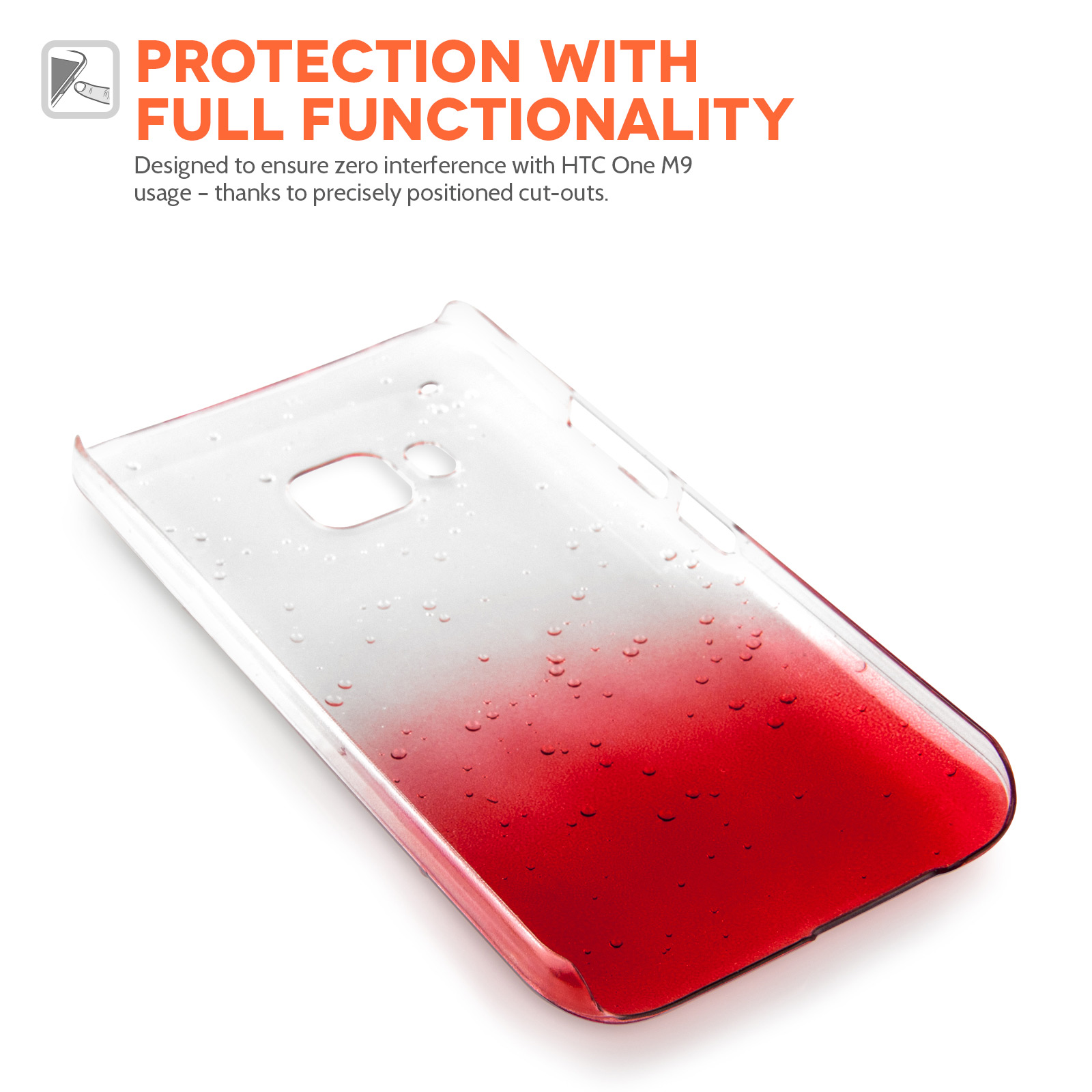 YouSave HTC M9 Raindrop Hard Case - Red-Clear
