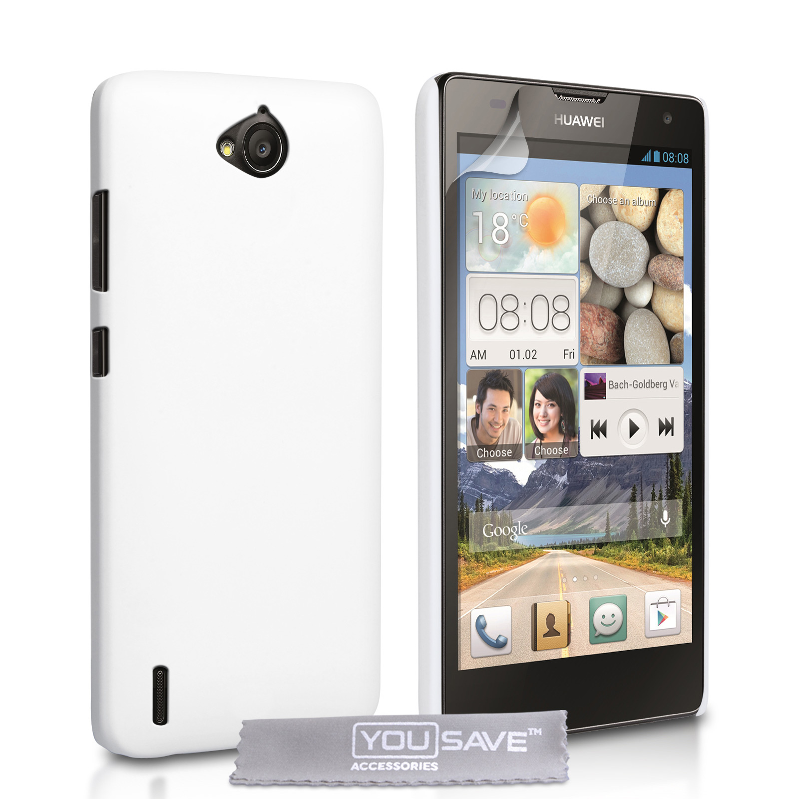 YouSave Accessories Huawei Ascend G740 Hard Hybrid Case - White